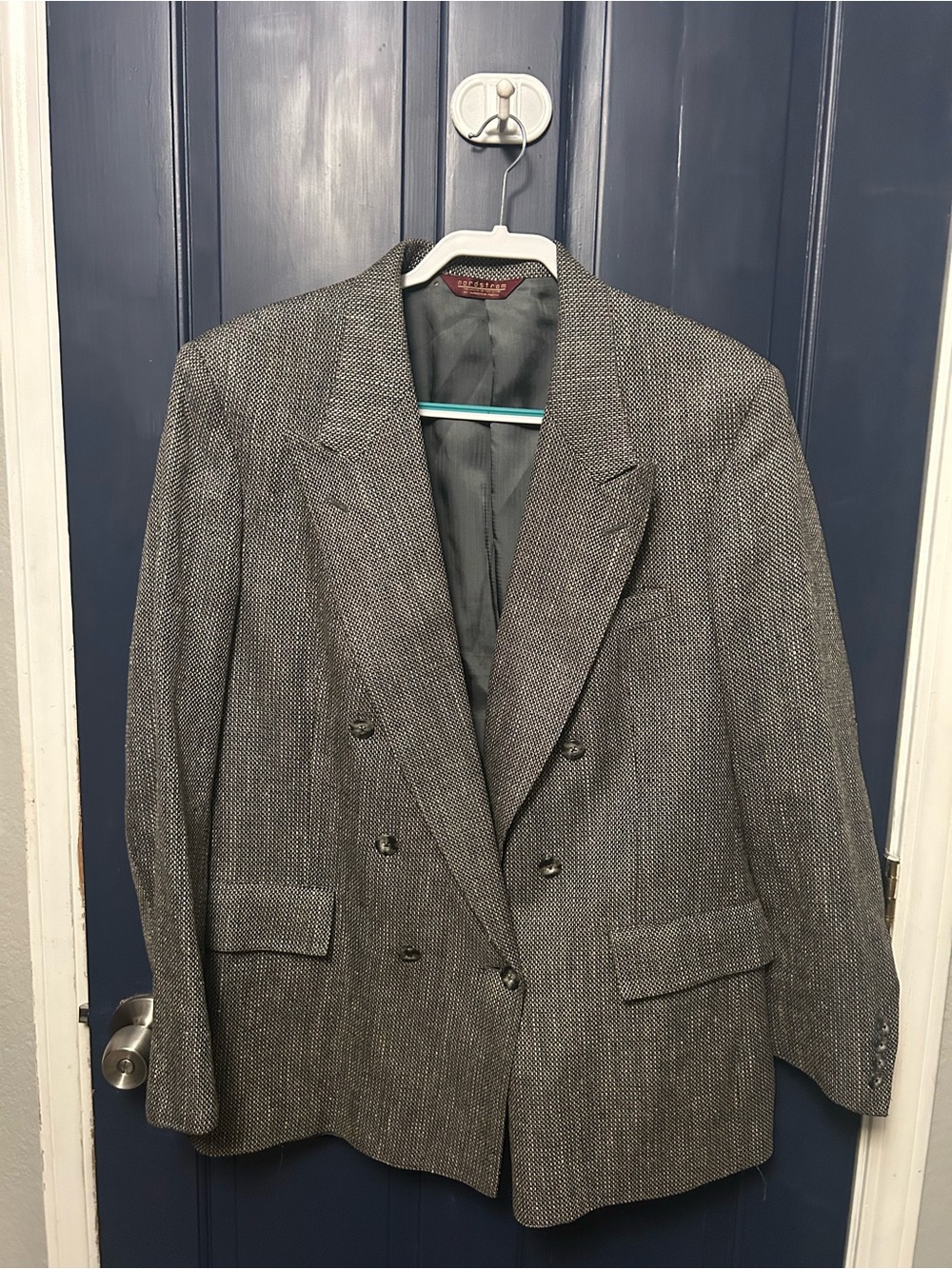 Vintage 90s Nordstrom Classics 100% Silk Double Breasted Blazer Jacket 44R